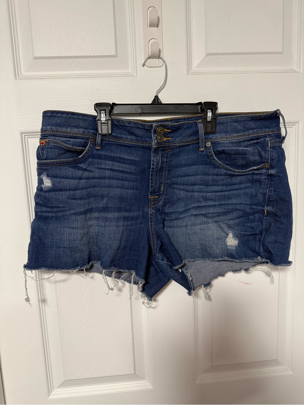 Women's Dark Blue Distressed Denim Shorts